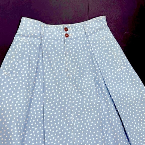 Vintage 90s Polka Dot Liz Wear Flared Skirt - Picture 4 of 16